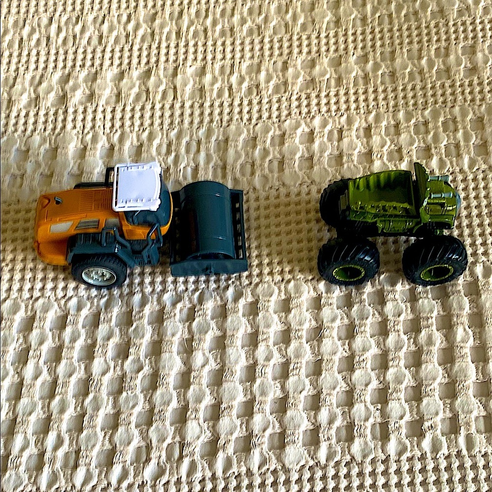 Orange and Green Toy Vehicle Duo